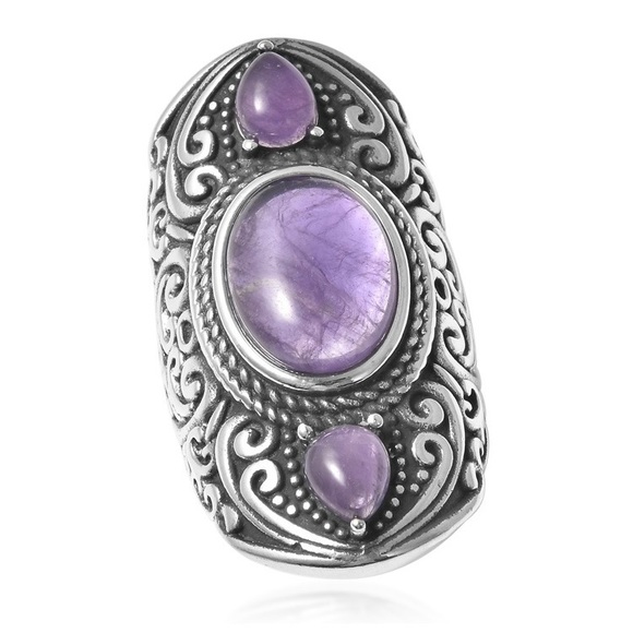 NWOT Amethyst 3 Stone Ring - Picture 2 of 5